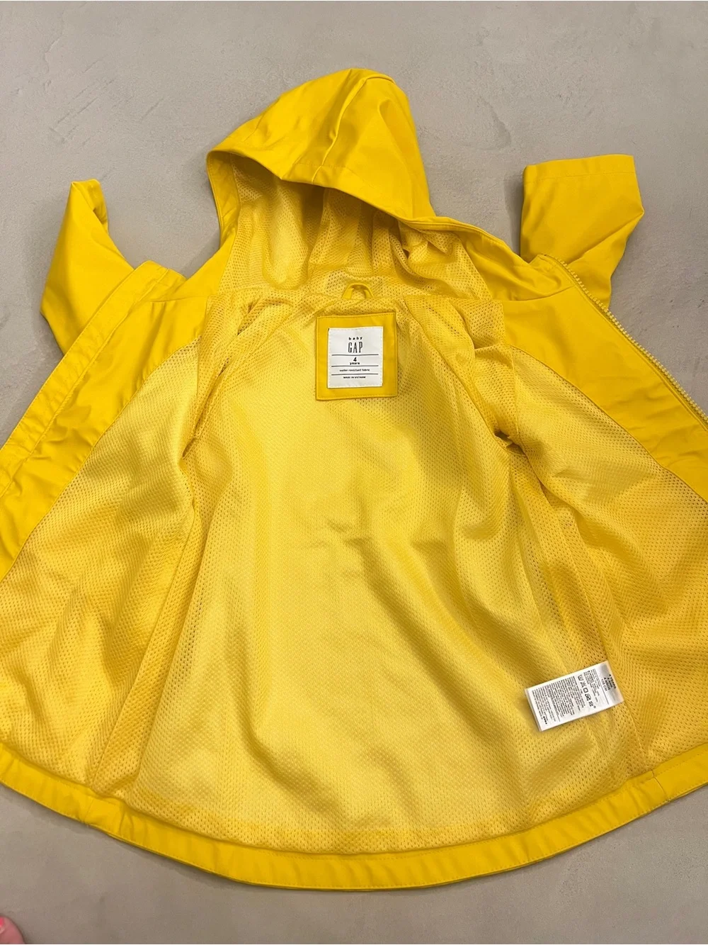 Baby GAP Yellow Hooded Rain Jacket Raincoat 4T